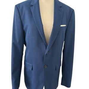 Zara Sport Blazer Mens‎ Sz 38 2-Button Notched Lapel Preppy Business Jacket Blue